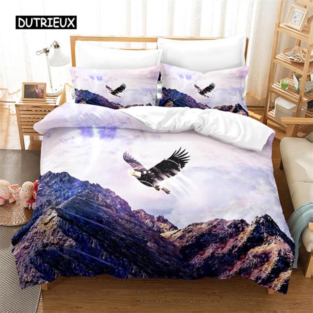 Комплект постельного белья Blue Sky Eagle Queen, комплект пододеяльников, постельное белье, постельное белье с цифровой печатью, комплект пододеяльников королевского размера, комплект постельного белья