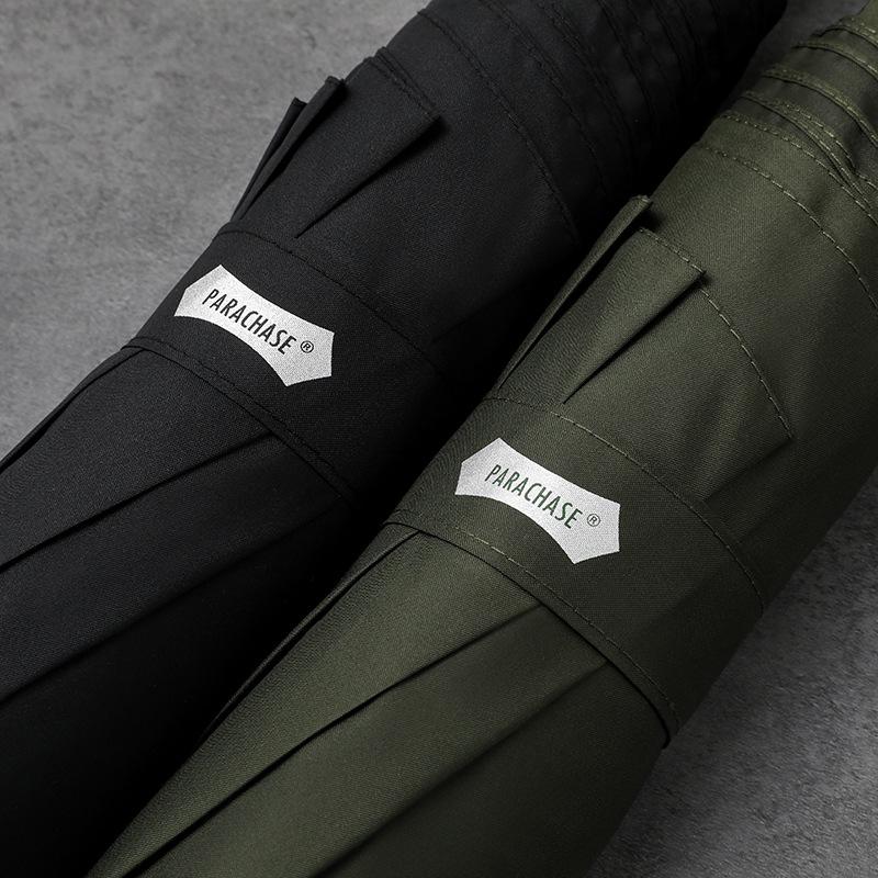 PARACHASE 1.2m Fully Automatic Folding Umbrella with Knife Handle - Korean Forest Design, Business Style.