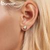 BAMOER 925 Sterling Silver Pearl Stud Earrings Freshwater Pearl For Women Grace Evening Accessories Plated Gold  Fine Jewelry