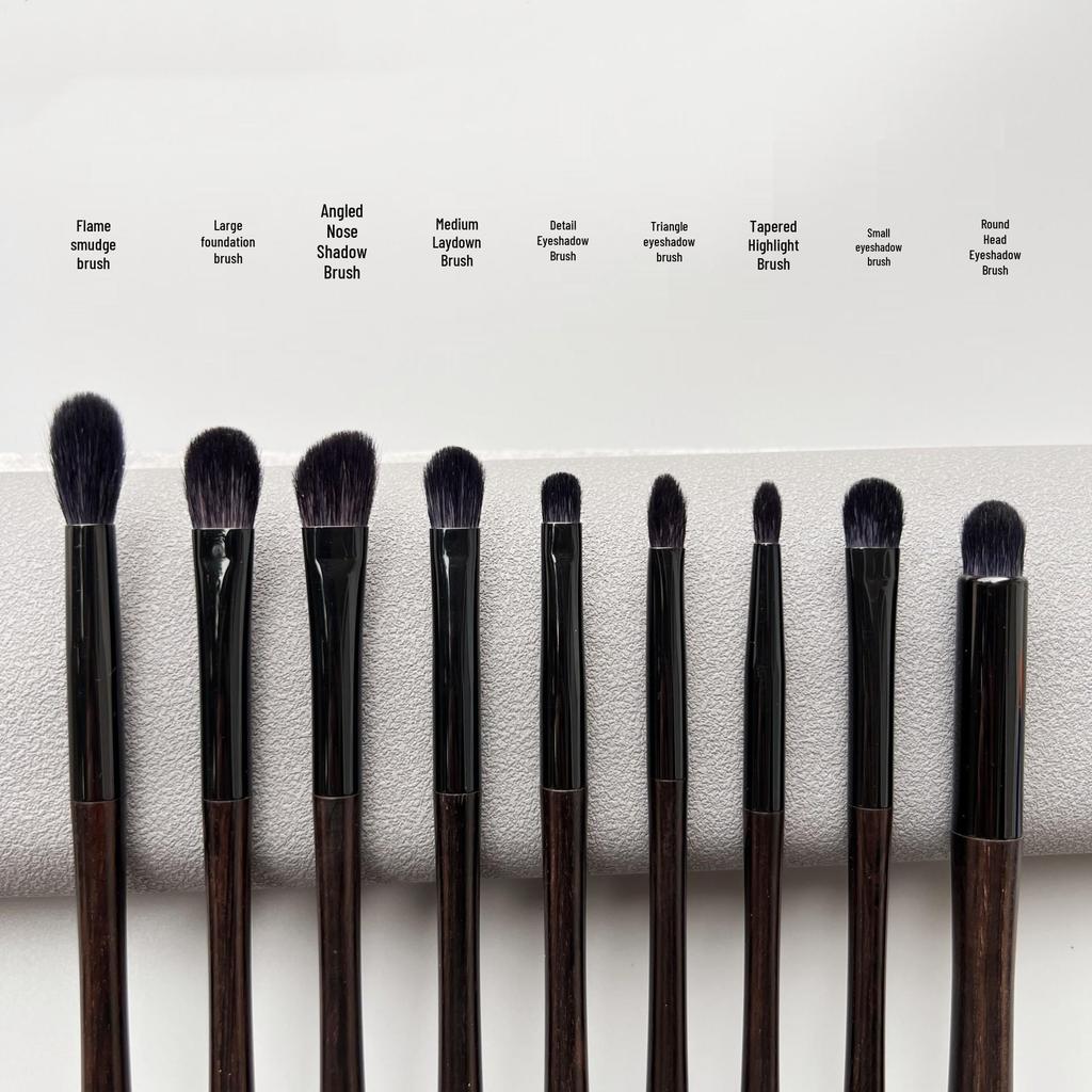 Ebony Handmade Eye Makeup Brush Set: Eyeshadow, Blending, Laydown & Detail Brushes