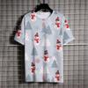 Santa Claus Print T Shirt For Men Cartoon Snowman Pattern Short Sleeve Loose Top Casual O-neck Boys and Girls Tee X'mas Clothing