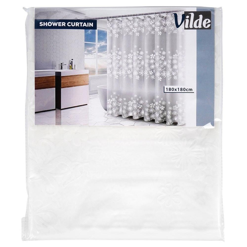 Shower curtain with hooks, waterproof, 180x180 cm