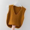 V Neck Sweater Vest, Casual Sleeveless Cable Knit Vest for Spring & Fall, Women's Clothing
