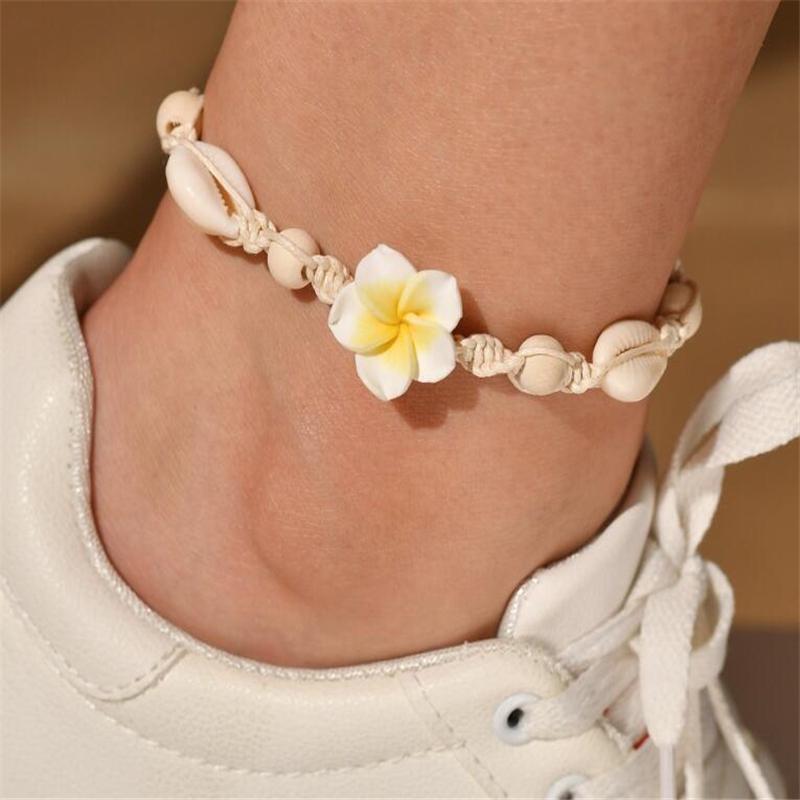 Shells Weave Rope Ankle Bracelet Woven Braid Leather Ropes Adjustable Anklets Bracelets Jewelry