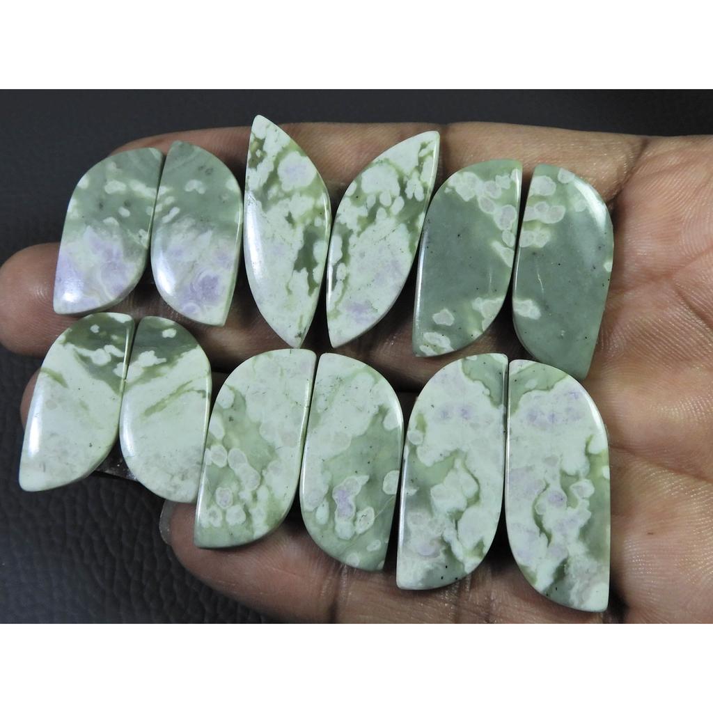 25-30 MM Natural Peace Jade Matched Pair Fancy Cabochon Gemstone 6 Pair Lot C-768