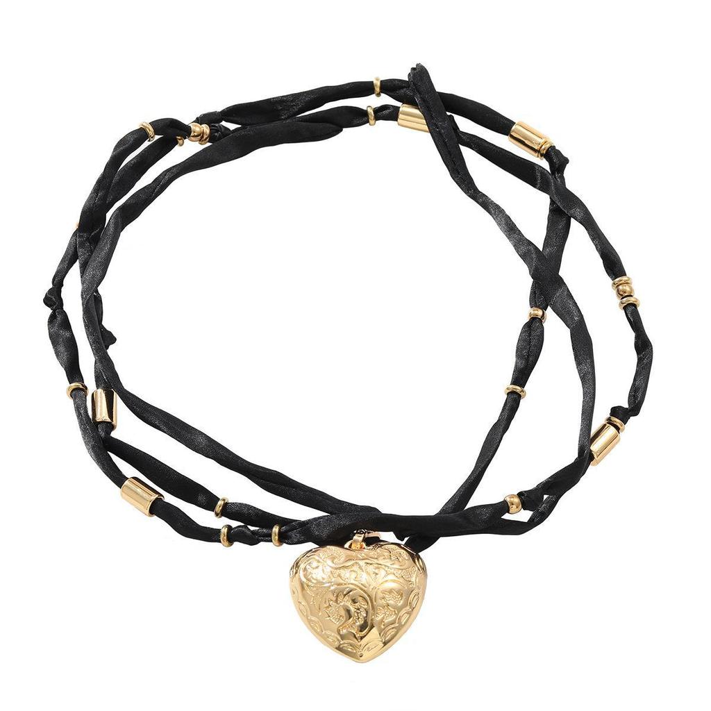 2024 Ретро Ткань Веревка Любовь Кулон Модное Ожерелье Для Дам