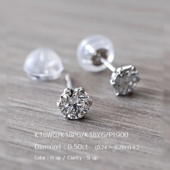 Серьги с одним бриллиантом из золота K18 Pt900, серьги-гвоздики, ювелирные изделия с бриллиантами, каратные аксессуары, в комплект входит карта гарантии качества, первые рождественские украшения с бриллиантами