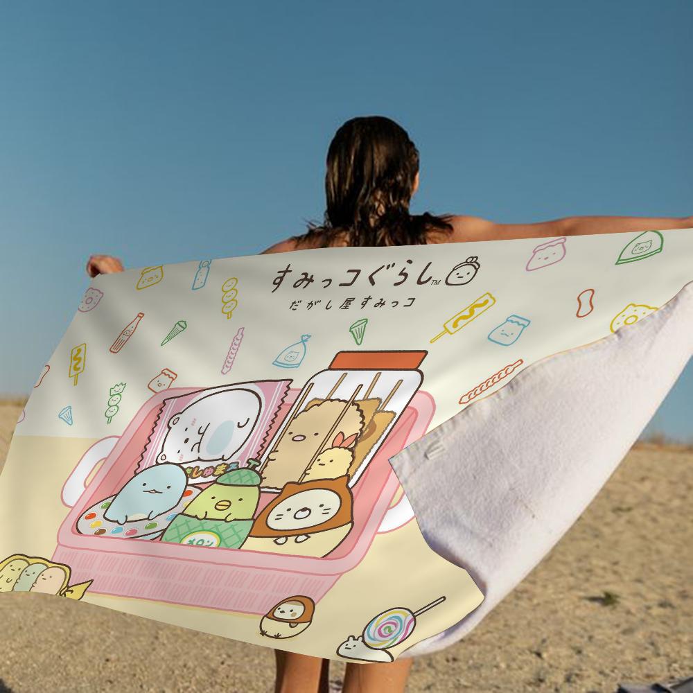 Полотенце для пляжа Sumikko Gurashi Мультяшное Милое Летнее Большое для Детей Ванной Бассейна Пляжное Полотенце Микрофибра Впитывающее для Плавания Путешествий