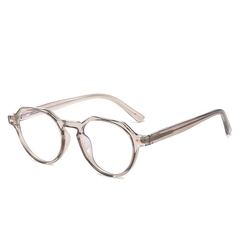 Oval ferrule glasses frame, retro literary round rivet TR simple business flat mirror women