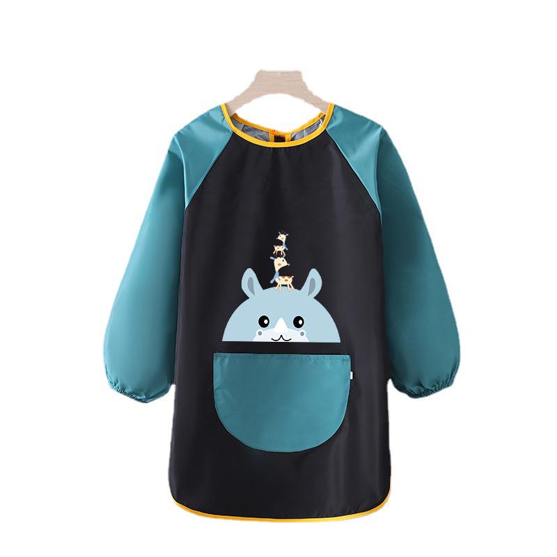 Детский водонепроницаемый художественный фартук с логотипом - Двусторонний фартук для рисования и еды
