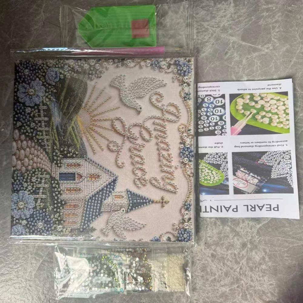 Handmade DIY Landscape Painting Set with Frame Religious Bead Art Kit Pearl Art Kit Wall Decor