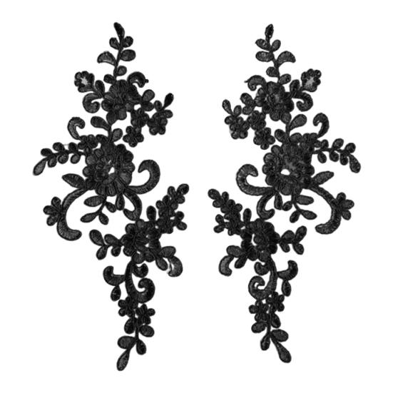 2 Pcs Embroidery Lace Applique Sewing Flower Fabric Collar Patch Motif Wedding Gown Dress Bridal DIY Crafts for Daily Wear Tailor Shops