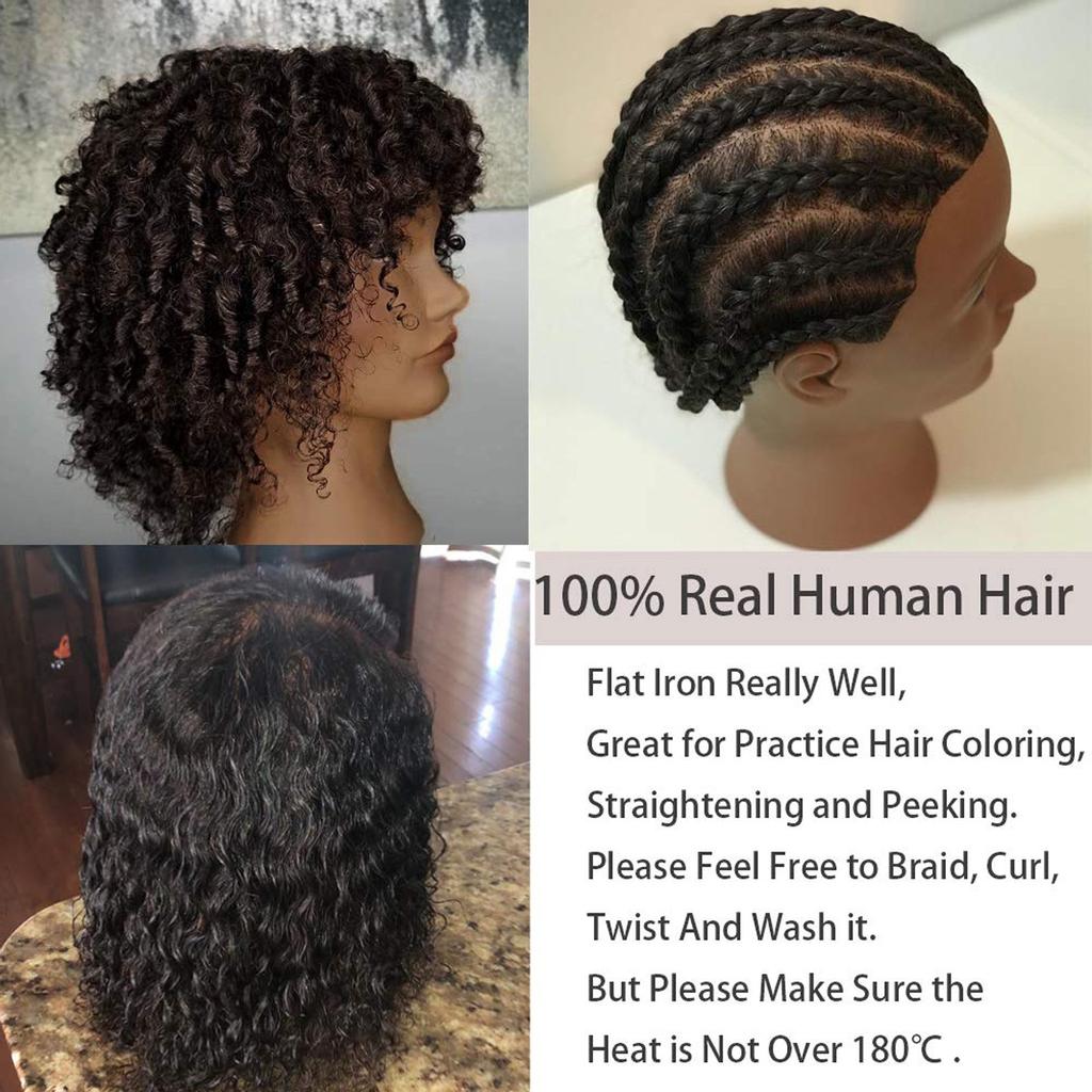 American Mannequin Head Real Hair Manikin Head for Styling Black