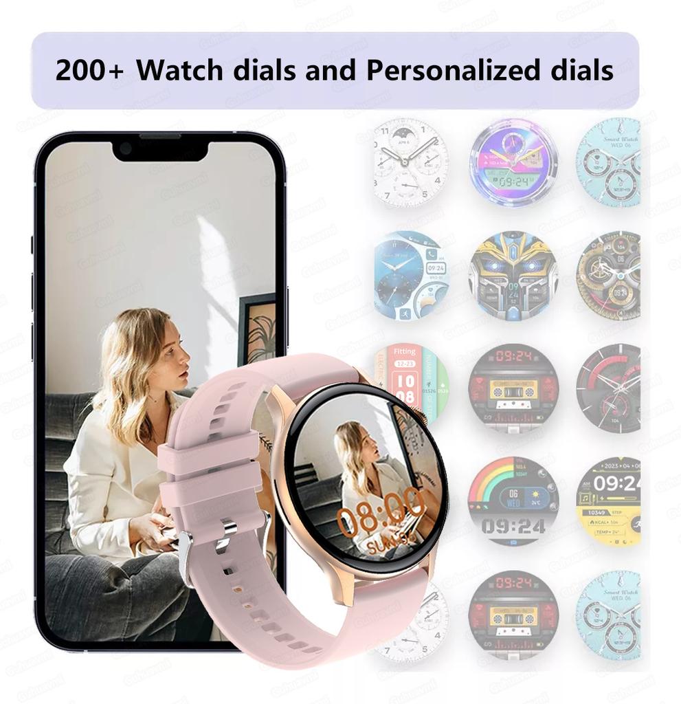 2025 New GPS Smart Watch Women True AMOLED 466*466 HD Screen Health Tracker Sports NFC Voice Bluetooth Call Smartwatches Ladies