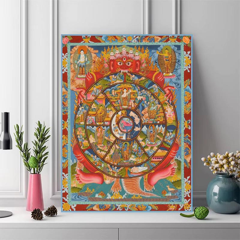 Buddhism Wheel 100% Round Full Drill 5D DIY Diamond Painting Embroidery Cross Stitch Rhinestone Décor