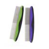 Cat & Dog Grooming Comb Set: Purple Comb with Large and Small Teeth, Stainless Steel Row Comb, and Bath Brush.