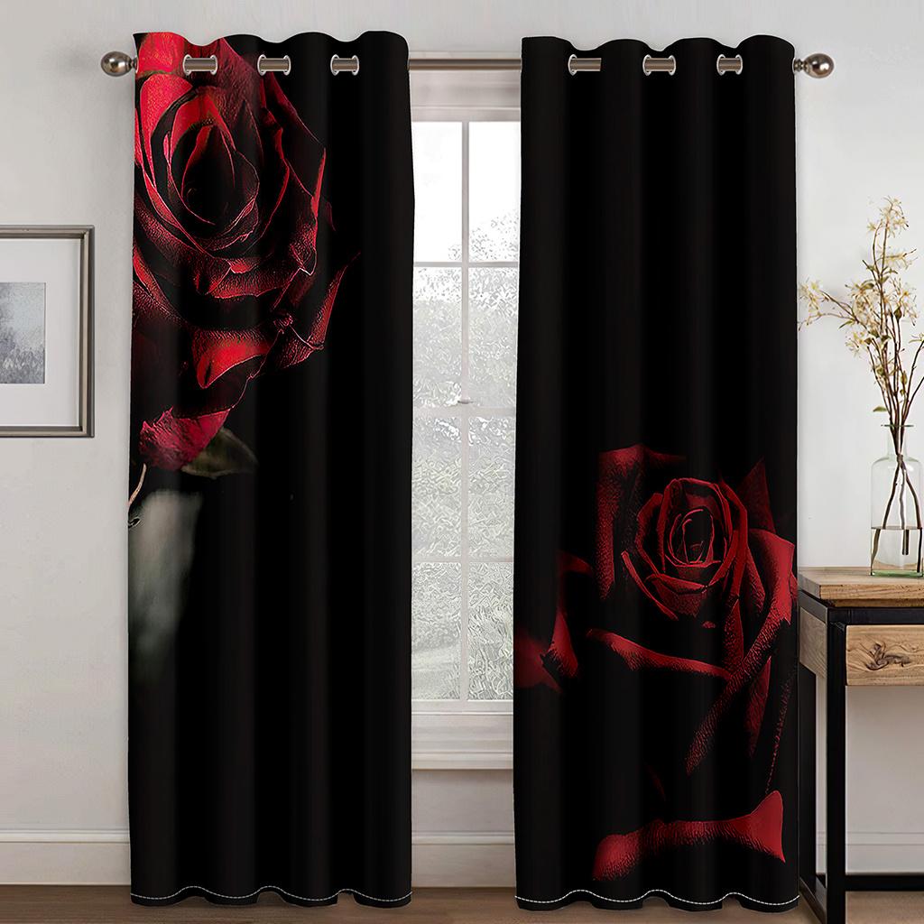 Красная роза цветок леопардовый принт 3D дизайн роскошные оконные шторы для девочек гостиная спальня домашний декор 2 шт бесплатная доставка