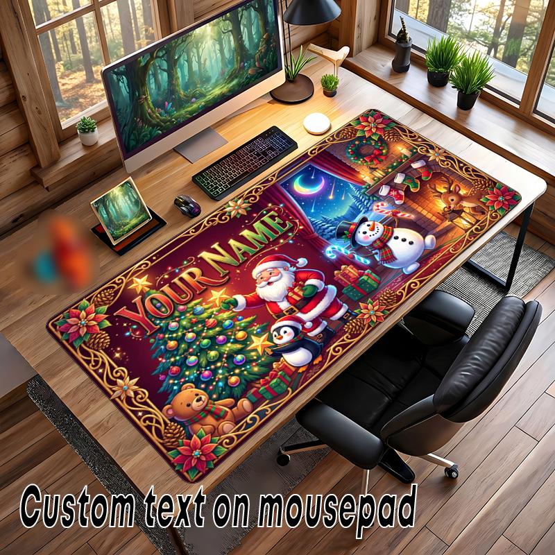 Christmas Custom Name Printed Mouse Pad Non Slip Desk Mat For Office Gaming Home Use Holiday Gift
