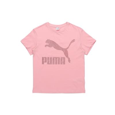 Puma Футболка с коротким рукавом и круглым вырезом с логотипом, женские топы, розовые 530005-14