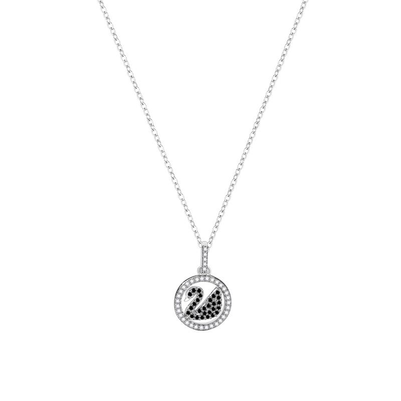 Swan Necklace Female Niche Light Luxury Fashion Versatile Temperament Advanced Full Diamond Black Swan Collarbone Chain Female Quality