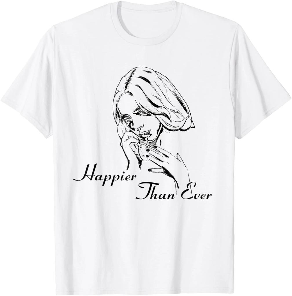 Официальная белая футболка Billie Eilish Happier Than Ever