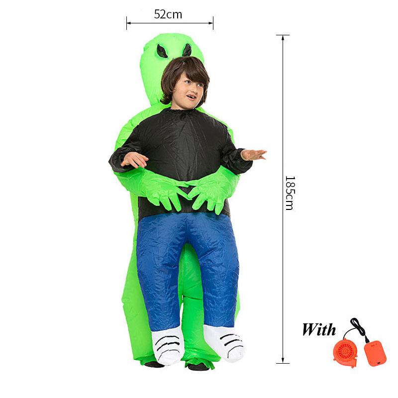 Youlun Inflatable Green Walking Toy Abducted by Aliens Blow up Morph Alien Costume for Adult and Kids Festive Decoration