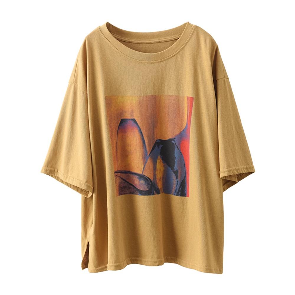 DIMANAF 2025 Летняя однотонная футболка большого размера для женщин с принтом и коротким рукавом, длинные свободные топы, футболки
