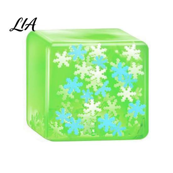 Tension Relief Gadgets Ice Cube Stress Toy, Glow-in-the-Dark Snowflake Filled Cube, Clear Sensory Toy Luminous Adults and Kids Soft Balls