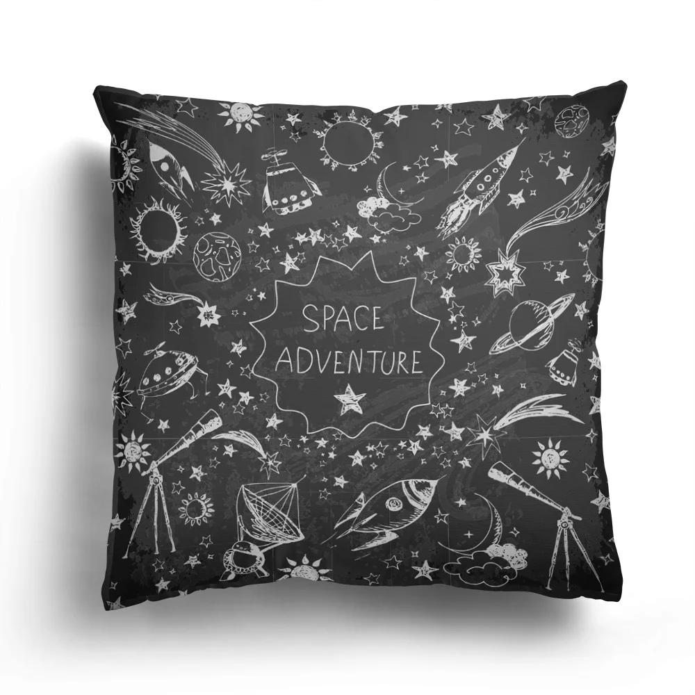 Fashion Black and White Star Astronaut Pillowcase Sofa Cushion Cover Home Living Room Decoration Cartoon Pattern