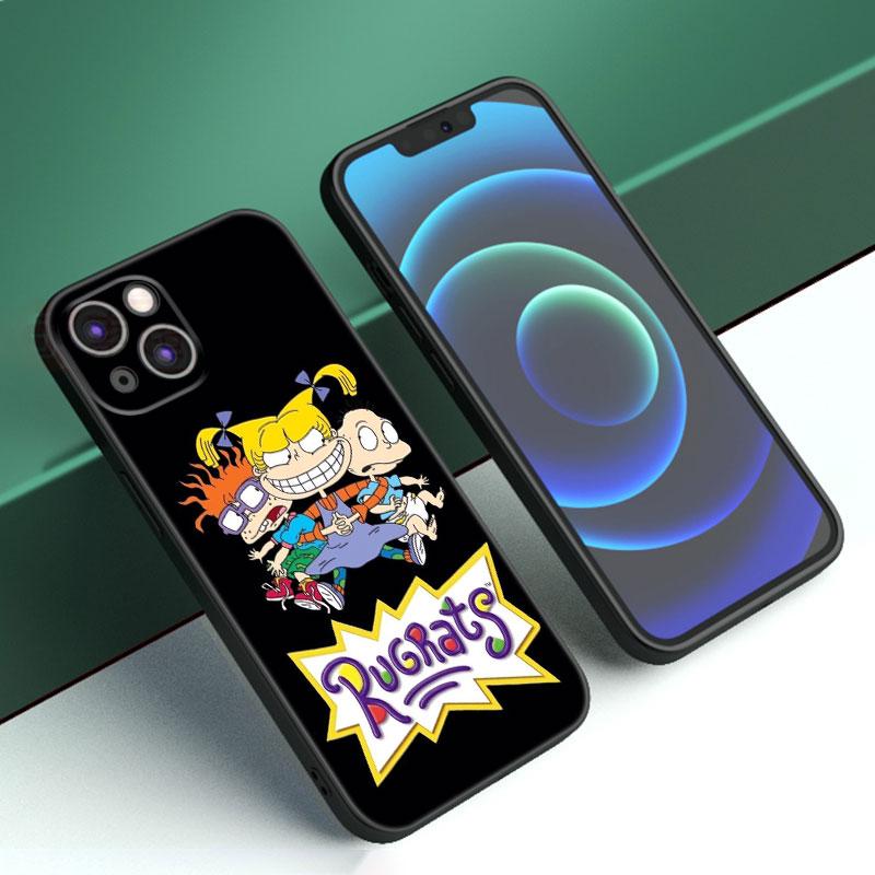 Чехол для телефона с изображением героев мультфильмов R-Rugrats для Apple iPhone 12 13 Mini 11 14 15 Pro Max 7 8 Plus X XR XS SE 2020 2022, черный силиконовый чехол