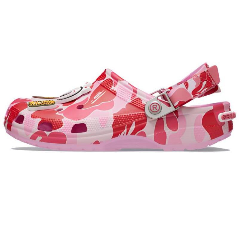 A BATHING APE x Crocs Classic клог камуфляжный принт удобные и универсальные дырочные туфли унисекс розовый