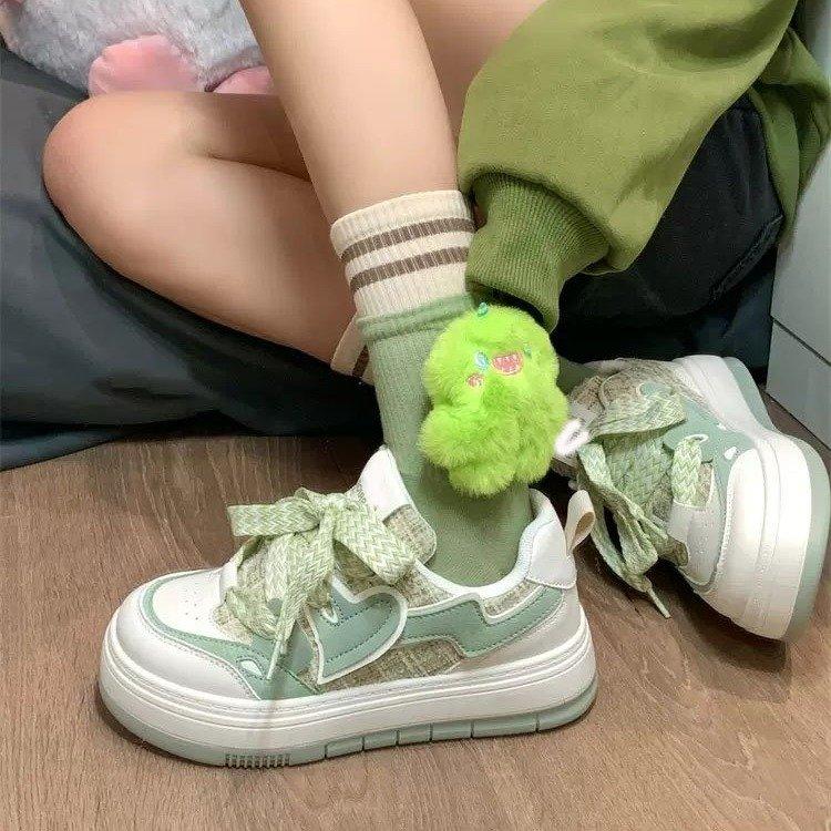 Розовые зеленые кроссовки на платформе, повседневные женские кроссовки Kawaii в стиле колледжа, ретро, вулканизированные туфли, женские, корейские дизайнеры моды