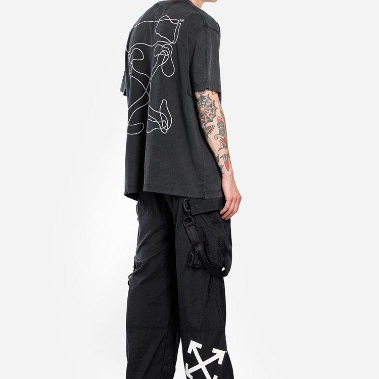 OFF WHITE Свободная футболка с вышивкой абстрактных стрелок OMAA038F191850111001