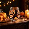 Fun Holiday Gifts Halloween Glass Tumbler, Embossed Pumpkin Ghost Cat Bat Drinking Glass, Unique Spooky Stemless Beverage Cups, Seasonal Drinkware for