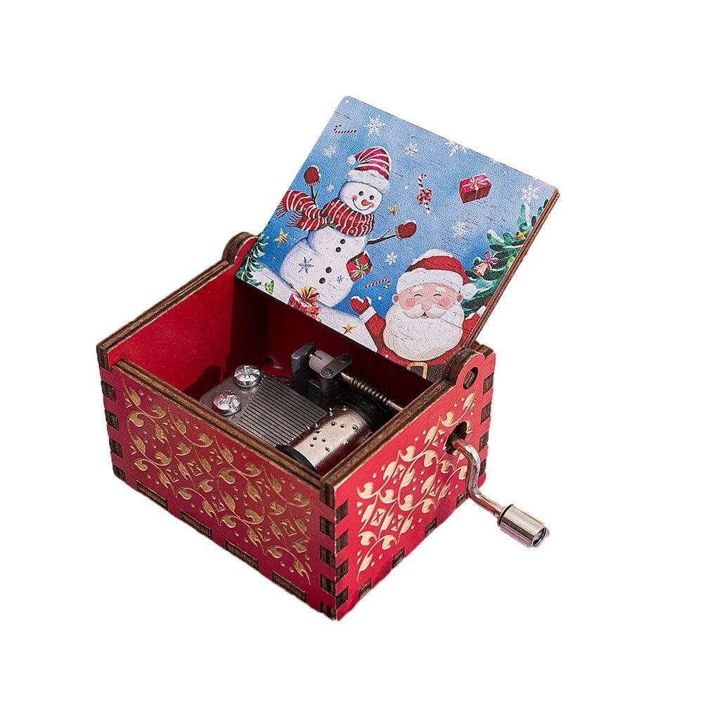 Музыкальная шкатулка с ручным управлением своими руками, красный Санта-Клаус, деревянная шкатулка, украшения для музыкальной шкатулки, с Рождеством