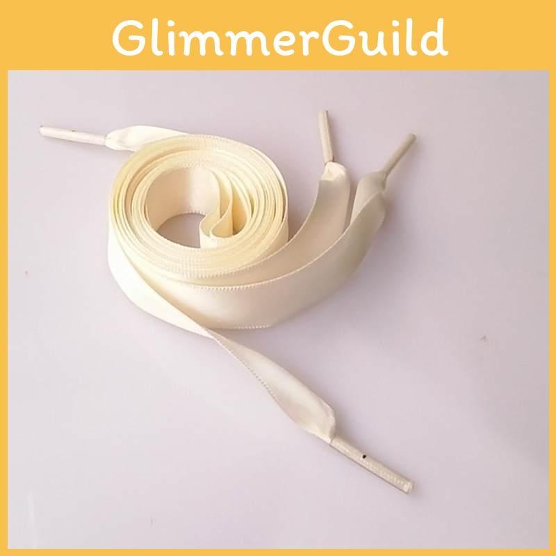 Double Ribbon Polyester Satin Wide Flat Shoelace Candy Color Various Fashion