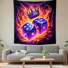 "Flaming Dice with Royal Crown Art" Patterned Tapestry Decorative Wall Hanging, Home Bedroom Living Room Decor