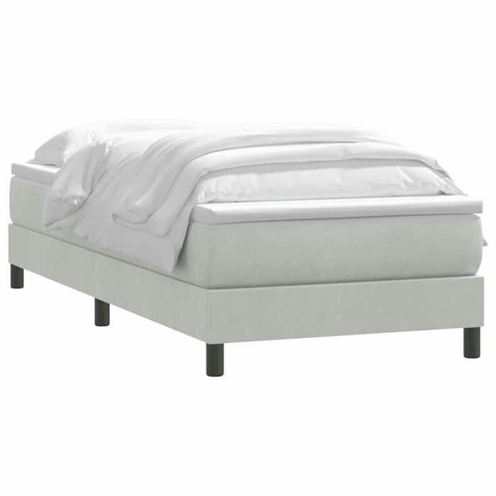 VidaXL Sommier à lattes de lit et matelas gris clair 90x210 cm velours, lit, cadre de lit, lit simple, meuble de chambre, 3315903