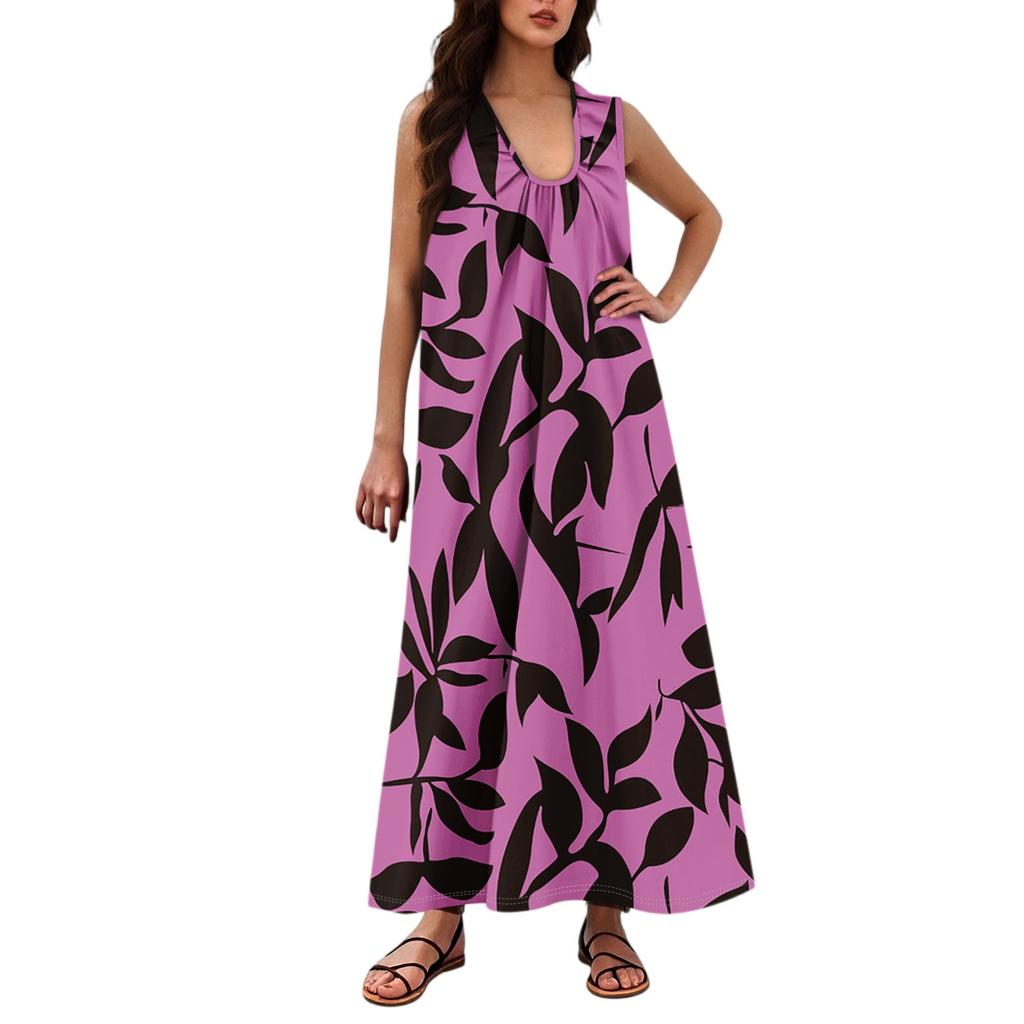 Женская Мода Повседневная А-силуэт Цветочный Принт Эффект Молотка Свободная Длинная Юбка с Карманами