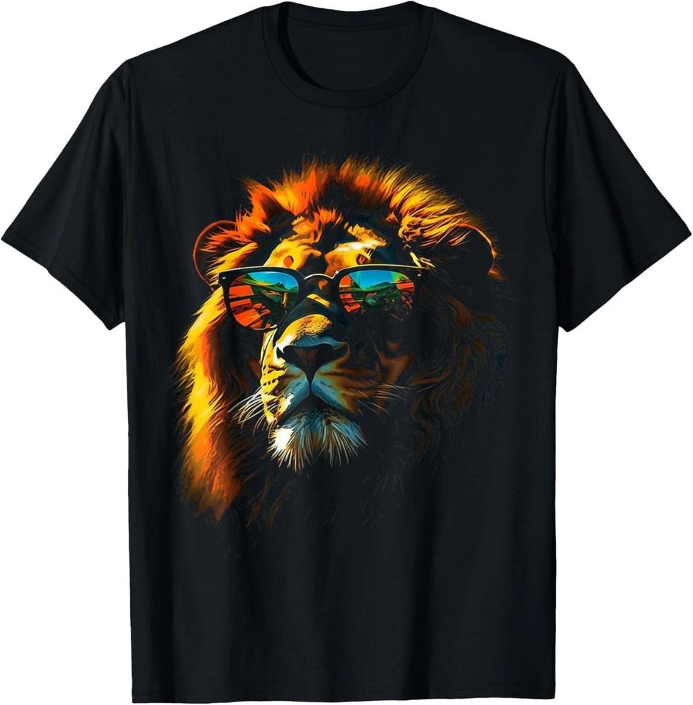 Lion Artwork Sunglasses Colourful Art Zoo Animal Lion T-Shirt