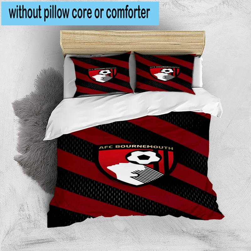 3pcs Afc Crest Bournemouth Printed Bedding Set Duvet Cover Closure Includes 1 Duvet Cover & 2 Pillowcases Bedding Sets Home Decor Gifts