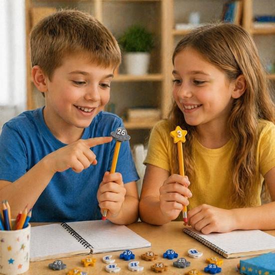 Cute Cartoon Pencil Toppers Set Toppers, Lovely Charms, Pen Number Caps for Classroom Decorations School Supplies Rewards Durable Silicone Protectors