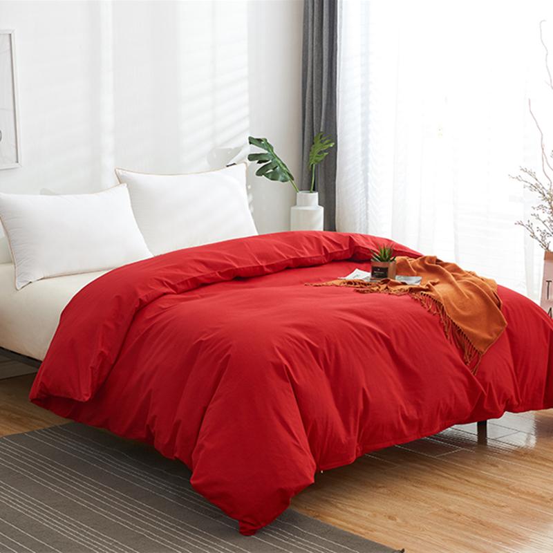 High Quality Solid Cotton Duvet Cover Single Double King Size Minimalist Bedding Set
