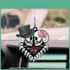 2d Acrylic Heart Couple Skull Car Pendant For Halloween And Christmas Decoration