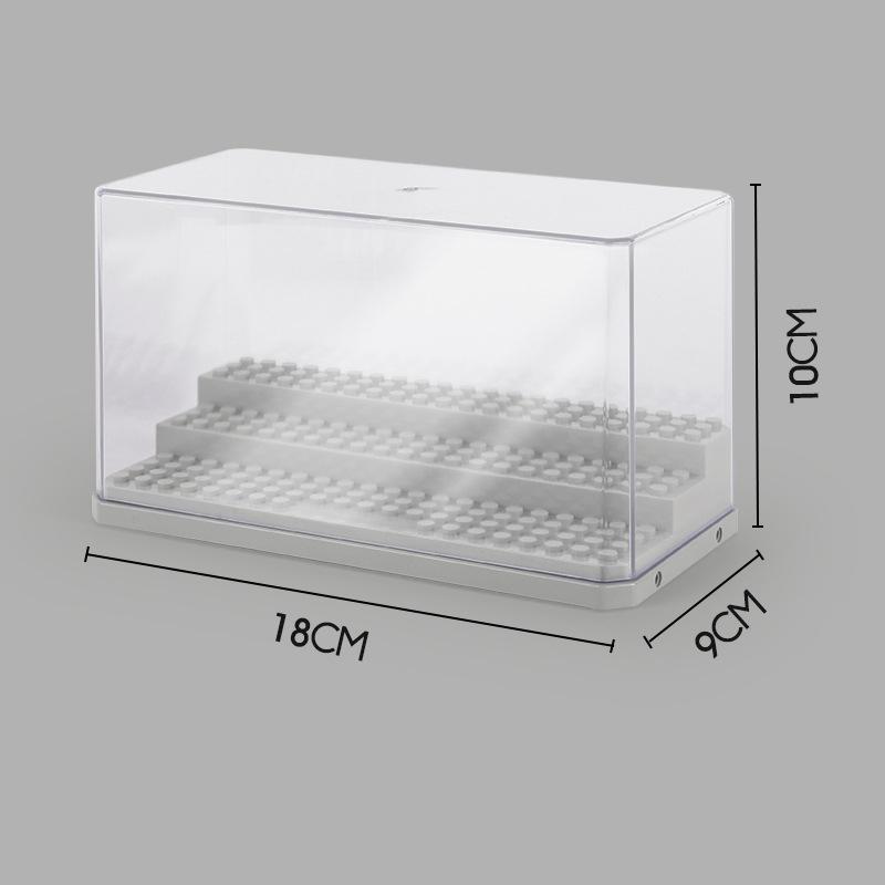 Dustproof Clear Acrylic Display Case with Wood Base Stackable Storage Box for Mini Action Figures Building Blocks Car Models Col
