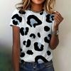Women's Clothing T-shirt Round Neck Leopard Print Short Sleeve 3D Print Summer Casual Top Loose Breathable Women's T-shirt