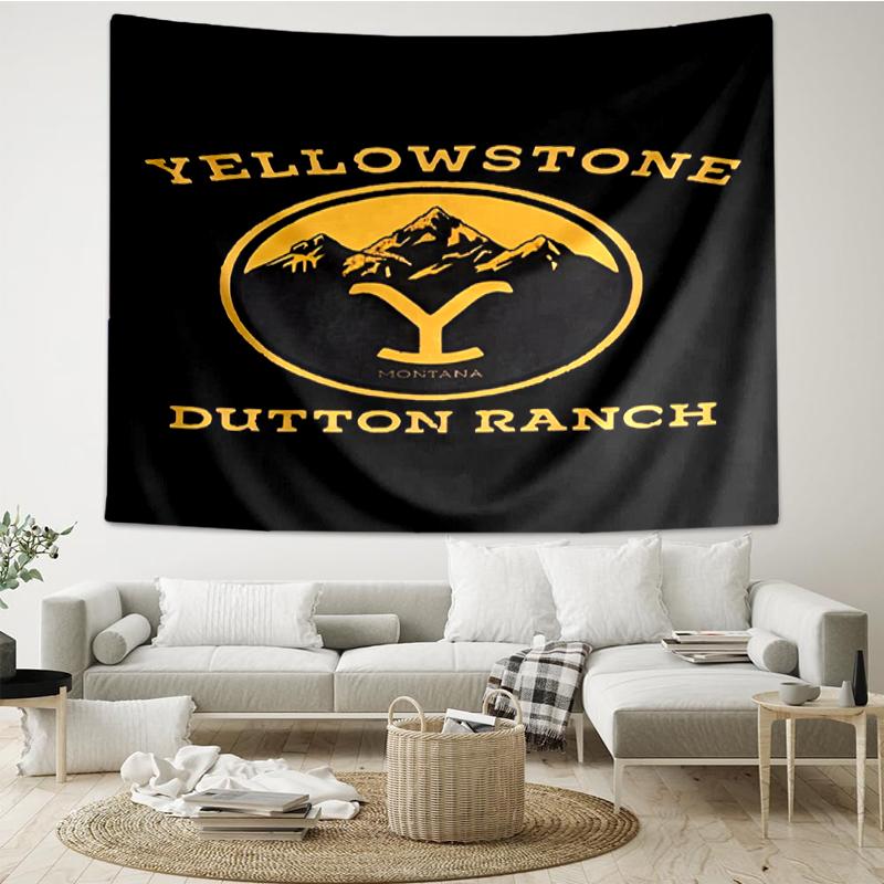 Yellowstone Print Tapestry, Backdrop, Easy Setup, Ideal for Bedroom, Office & Living Room, with Aesthetic Wall Hanging Decor.