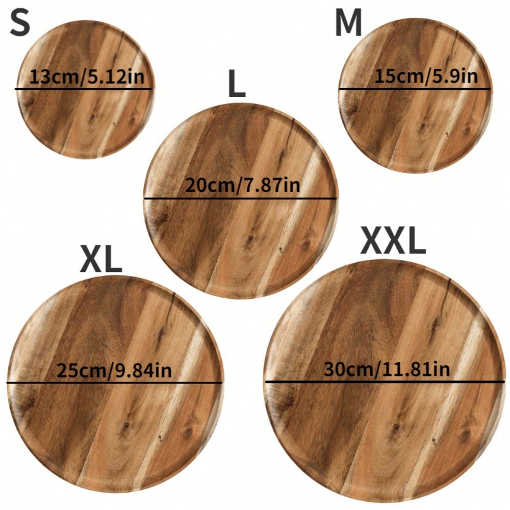 Деревянная сервировочная тарелка, круглая пищевая тарелка для фруктового салата, закусок, суши, десерта, торта, кухонной тарелки, подноса для хлеба, стейка, пиццы