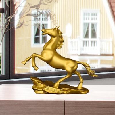 Статуэтка лошади Скульптура животного Коллекционная Креативный Золотой Настольный Декор для Шкафа Стола Книжной полки