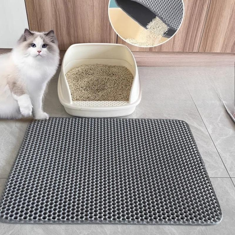 Dual Layer Washable Cat Litter Mat Anti Tracking Litter Trapping Pad for Box Essential